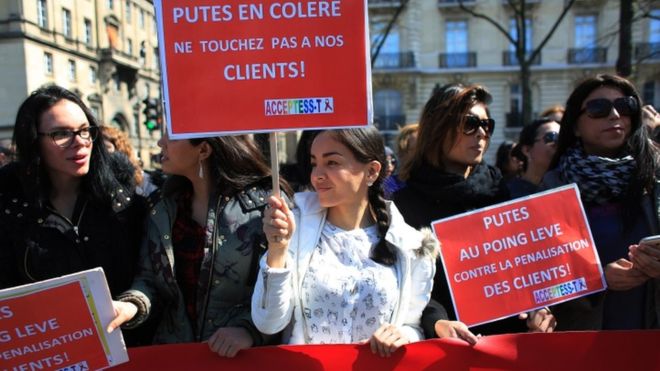 France: Protest against law on prostitution