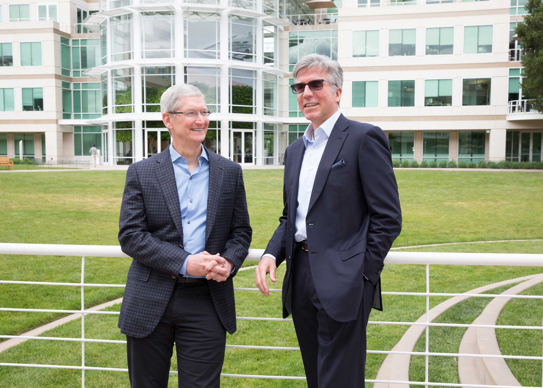 Apple CEO Tim Cook and SAP CEO Bill McDermott meet at Apple’s campus in Cupertino to announce a new partnership to revolutionize work on iPhone and iPad. Courtesy of Apple/Roy Zipstein