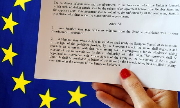 Article 50 says: ‘Any member state may decide to withdraw from the union in accordance with its own constitutional requirements.’ Photograph: Francois Lenoir/Reuters