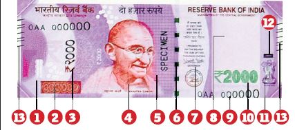 what are the features of 2000 rupee note
