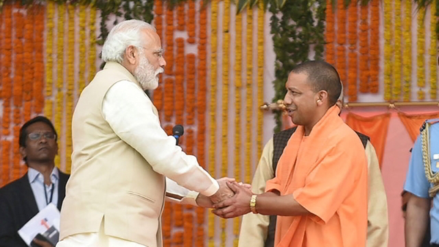CM of UP 2017 Yogi Adityanath Picture with PM Modi